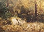 unknow artist Forest landscape with a deer. oil painting reproduction